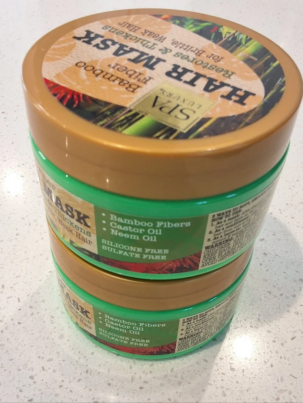 Spa Luxury Bamboo Fiber Hair Masks, Restores & Thickens, Bundle Of 2, 6 oz.